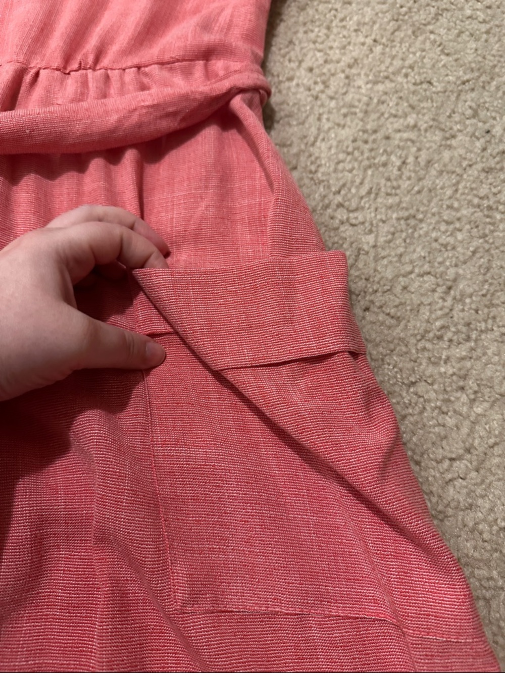 MELLODAY Pink Red Chambray Button-Front Cutout Back Midi Dress with Tie Waist - Picture 7 of 12